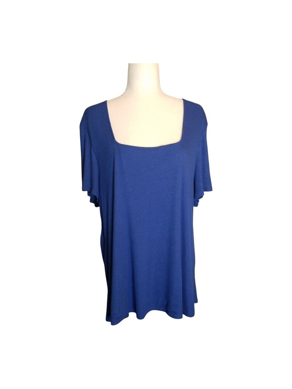 INC International Concepts Blue Flutter Sleeve Relaxed Blouse